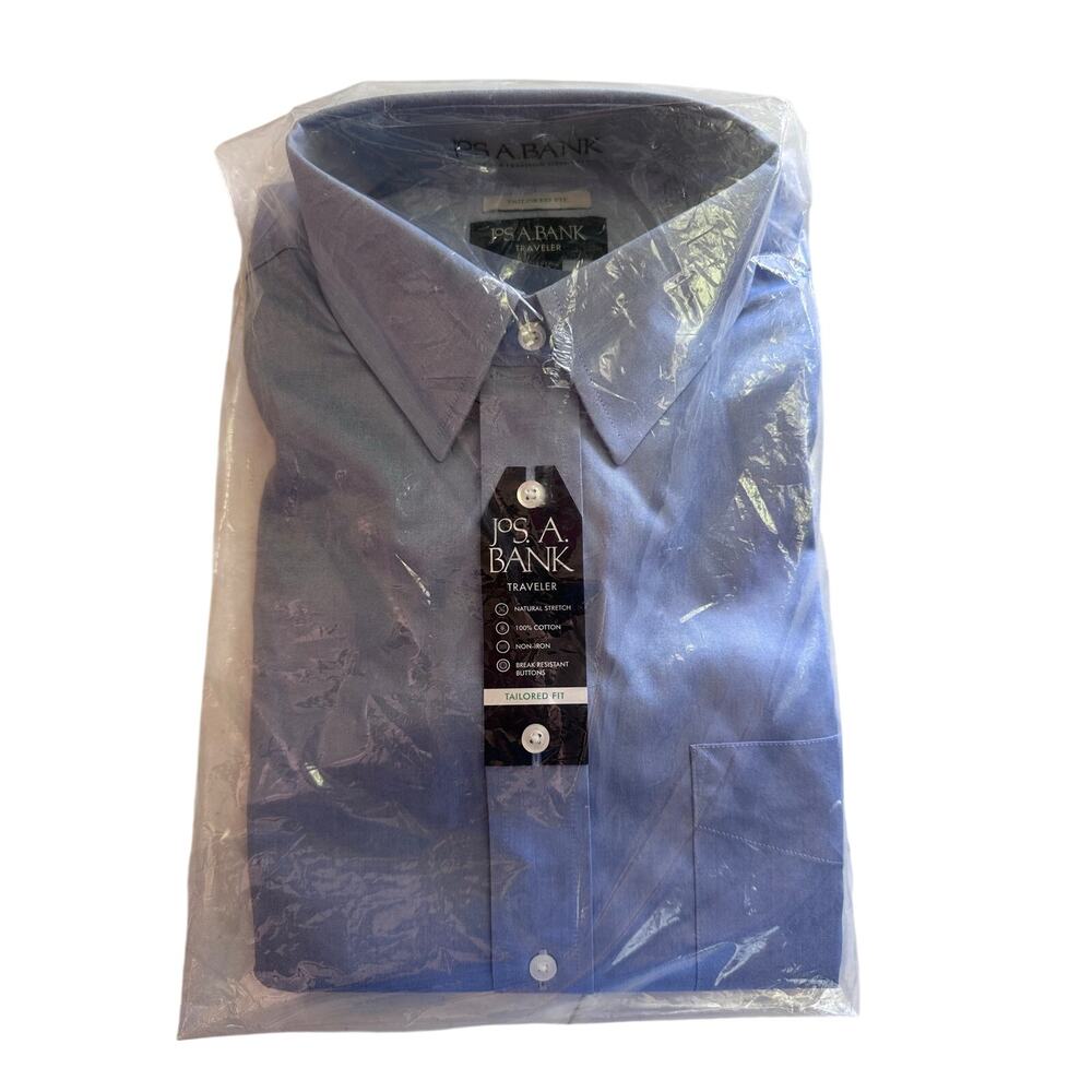 Jos. A. Bank Blue NWT Traveler Tailored Fit 16 34 Button Down 100% Cotton